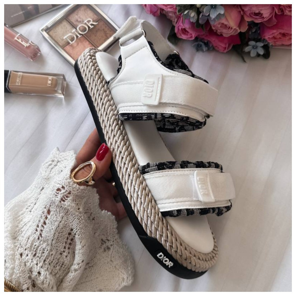 Жіночі сандалі Dior Sandals White, літні білі сандалі діор босоніжки на липучці