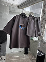 Мужской стильный летний комплект шорты футболка темного цвета Need for Speed