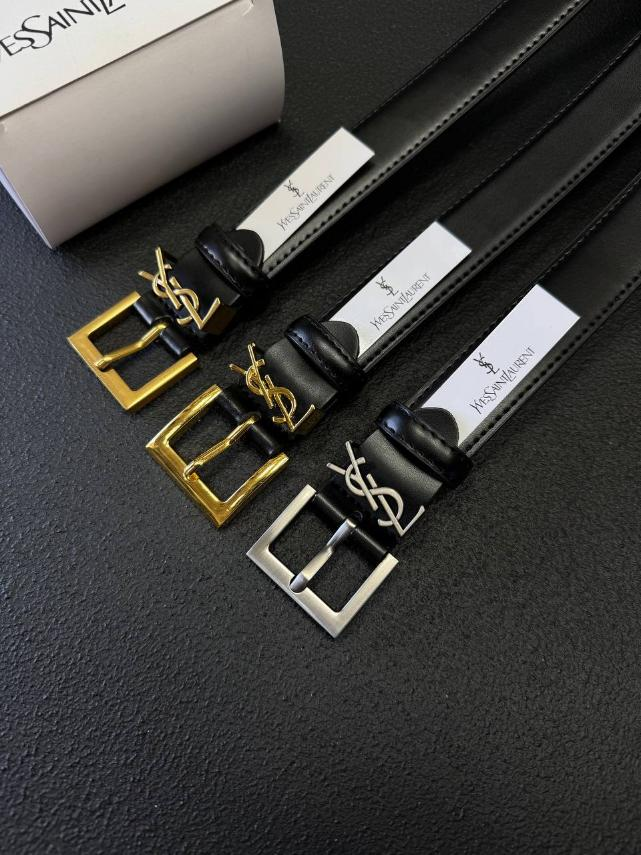 Ремінь жіночий шкіряний YSL, чорний, ширина 30 мм. 931550-5