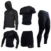 Компрессионная одежда 5 в 1 для тренировок черный комплект Reebok\стиль 2024