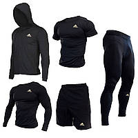 Компрессионная одежда 5 в 1 Adidas комплект для тренировок черный\\стиль 2024\ для занятия спортом