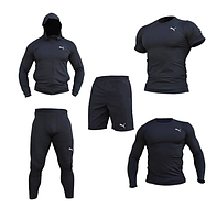 Компрессионная спортивная одежда PUMA комплект 5 в 1 черный\ стиль 2024