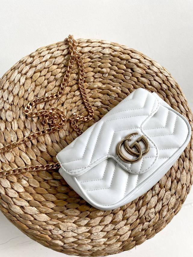 Жіноча сумка Gucci, на ланцюжку, біла, mini 16*10*4см, 931551, фото 1
