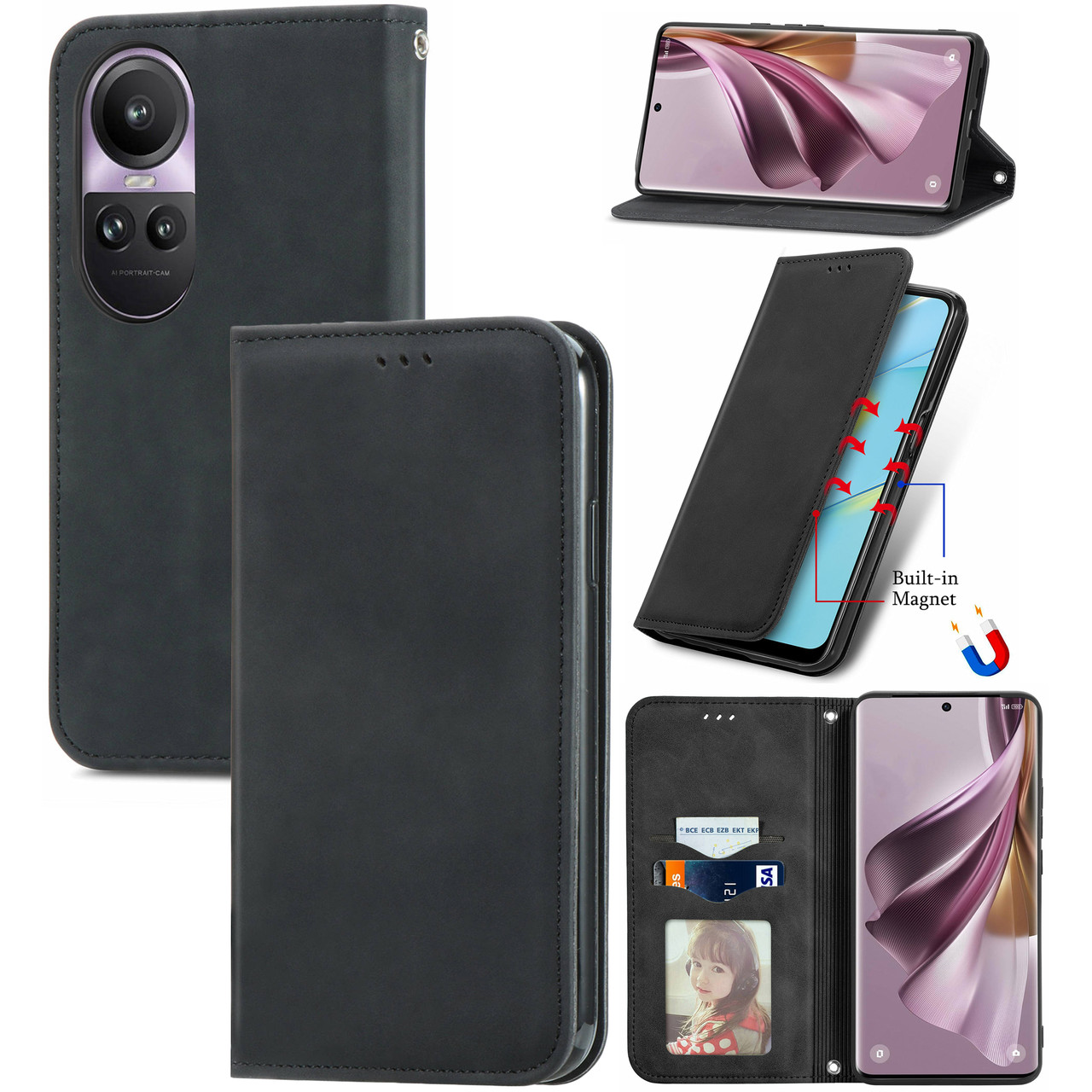 Чохол-книжка Skin Feel Leather Wallet для Oppo Reno 10 5G Black