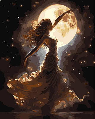 Картина за номерами 40×50 см Kontur. Місячний танець з фарбами металік DS0597