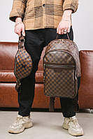 AI Комплект рюкзак + бананка Louis Vuitton коричнева клітка