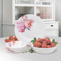 Обідній набір посуду жароміцне скло 19 предметів Maestro MR-30056-19S Набір квадратних тарілок 6 персон