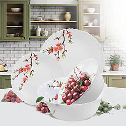 Обідній набір посуду жароміцне скло 19 предметів Maestro MR-30067-19S Набір квадратних тарілок 6 персон