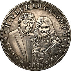 Сувенір монета долар США 1895г. Фердинал "Трамп із дружиною". Hobo Coin American Morgan