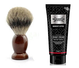 Крем для гоління Wilkinson Sword Barber's Style + Помазок для гоління Schima