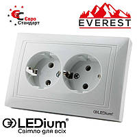 Розетка двухместная с заземляющим контактом EVEREST LEDium ER09