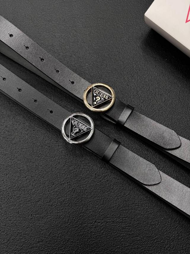 Ремінь шкіряний жіночий Guess 30 мм. чорний 931557