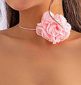 Трендовый яркий атласный чокер цветок роза на шнурке "Розовый Пион"  - Aushal Jewellery