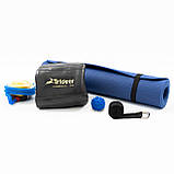 Килимок для йоги та фітнесу (каремат) + фітбол 65 см + масажний м'ячик + ремінь для йоги OSPORT Set 99 (n-0129) Синьо-чорний, фото 2