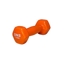 Гантели для фитнеса SNS виниловые по 1 кг 2 шт. Оранжевый
