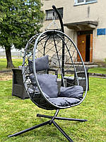 Подвесное кресло-качалка кокон Bonro черно-серое