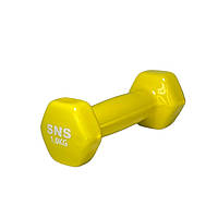 Гантели для фитнеса SNS виниловые по 1 кг 2 шт. Желтый