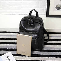Черный женский городской мини рюкзак эко кожа, прогулочный маленький рюкзачок для девушек 2SH