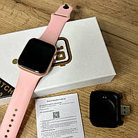 Умные часы Смарт часы Smart Watch T500 с сенсорным экраном и пульсометром голосовой вызов розовые + подарок