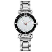 Женские часы классические с металлическим браслетом кварцевые белые