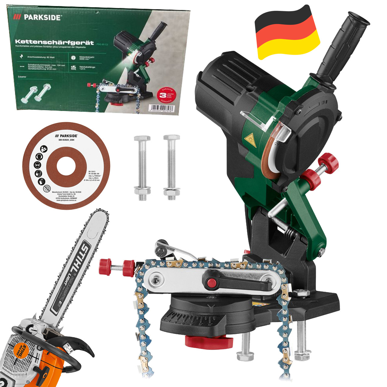 Верстат для заточування ланцюгів Parkside PSG 85 С2 (85 Вт, Німеччина), фото 1