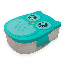 Ланч-бокс Совуня дитячий пластиковий з ложкою і виделкою 16.5х14х6.3 см, фото 4