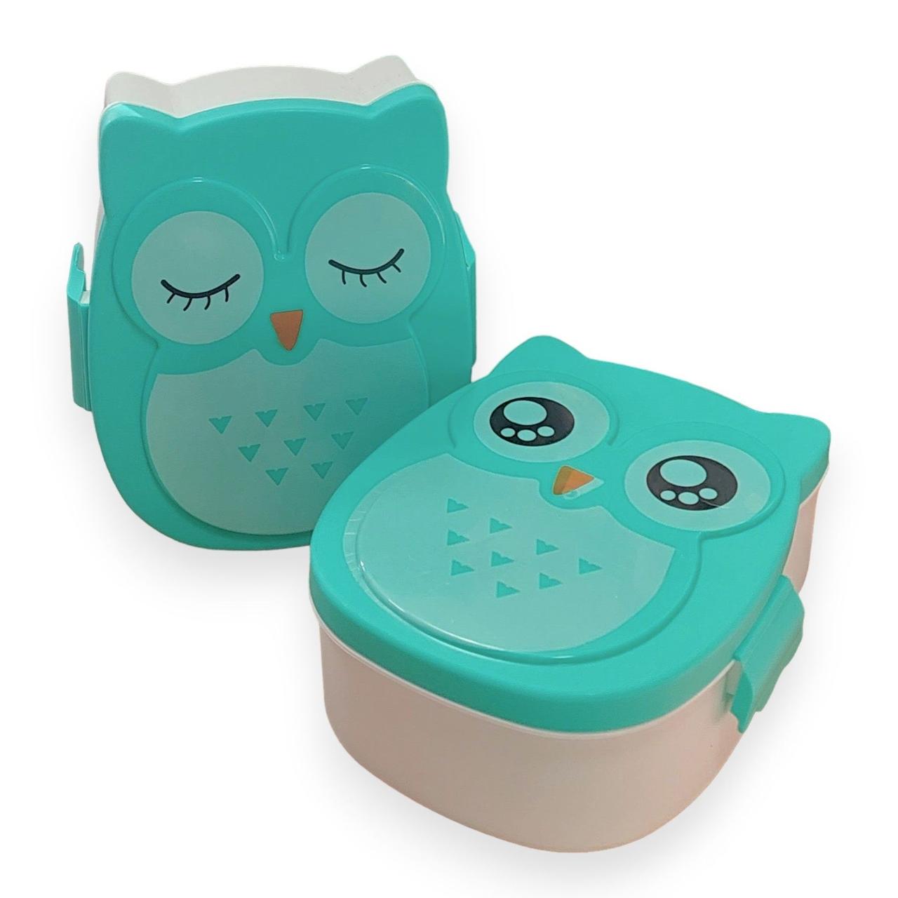 Ланч-бокс Совуня дитячий пластиковий з ложкою і виделкою 16.5х14х6.3 см