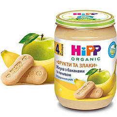 Пюре фрукти і злаки,яблука,банани з печивом HIPP (Хіпп)з 4 місяців, 190 гр