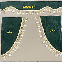 Комплект штор DAF зеленый (ламбрекен лобового и уголки бокового стекла)