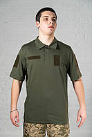 Поло олива хлопок летние мужское тактическое оливковая футболка всу хб армейская уставная зсу под шеврон OOO