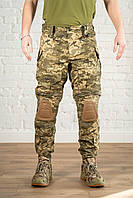 Камуфляжные штаны с наколенниками рип-стоп пиксель военные мм14 летние тактические брюки пиксельные полевые