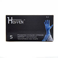 Перчатки нитриловые HOFFEN (HOFF MEDICAL) текстурированные, неопудренные, голубые (100шт/уп) р.S