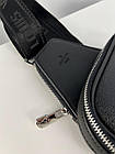 Сумка слінг чоловіча шкіряна Louis Vuitton чорна бананка на груди луї вітон вмістка, фото 9