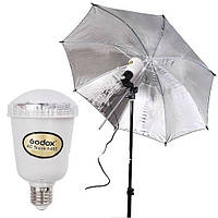 Комплект: ведомая студийная фотовспышка (патронная) Godox - A45S + стойка 2 м. + зонт на отражение