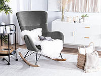 Бархатное кресло-качалка Ellan Темно-серый Стильное кресло для дома Кресло-качалка для гостиной