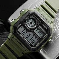 Мужские часы водостойкие с подсветкой Skmei 1299AG Army Green, наручные часы противоударные