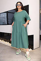 Літнє красиве льон із короткими рукавами батальні розміри, фото 2