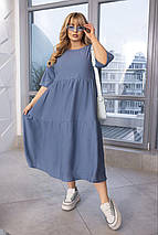 Літнє красиве льон із короткими рукавами батальні розміри, фото 5