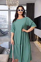 Літнє красиве льон із короткими рукавами батальні розміри, фото 3