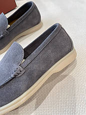 Чоловічі сірі замшеві лофери Loro Piana Summer Walk лофери демісезонні чоботи Лоро півана туфлі, фото 6