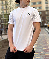 Мужская футболка белая Jordan хлопковая летняя , Легкая повседневная футболка Джордан белого цвета стрейчевая