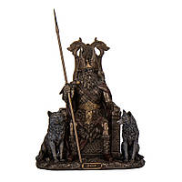 Статуэтка Veronese Один Вотан на троне с волками 25х17х11 см 75997 полистоун с бронзовым напылением
