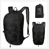 Рюкзак складной черный спортивный городской 44*24 см на молнии с карманом Kay