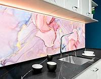 Панель на кухонный фартук жесткая цветной мрамор, с двухсторонним скотчем 62 х 410 см, 1,2 мм