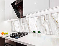 Кухонная панель жесткая ПЭТ мрамор светлый, с двухсторонним скотчем 62 х 410 см, 1,2 мм