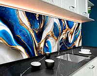 Кухонная панель жесткая ПЭТ мрамор с золотом, с двухсторонним скотчем 62 х 410 см, 1,2 мм
