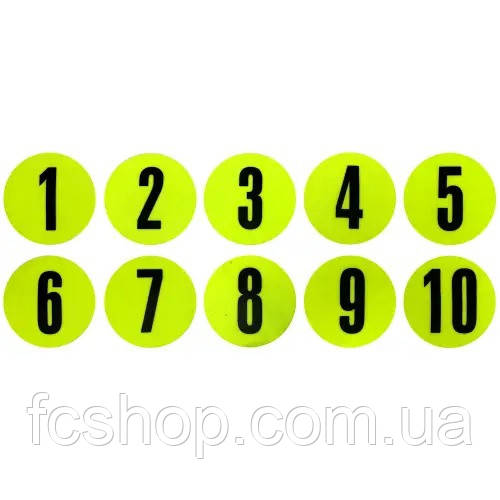 Набір плоских фішок із цифрами Meta Flat Number Marker Set of 10 салатовий, чорний Уні 12,5 см 2002005004,