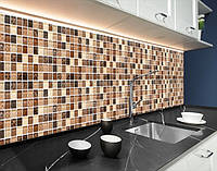 Кухонная панель на стену жесткая плитка кубиками, с двухсторонним скотчем 62 х 410 см, 1,2 мм