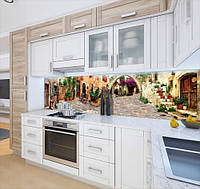 Панели на кухонный фартук ПЭТ старинные улочки, с двухсторонним скотчем 62 х 410 см, 1,2 мм