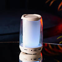 ZAQ Беспроводная колонка портативная с подсветкой 8 Вт bluetooth колонка блютуз акустика для дома Белый